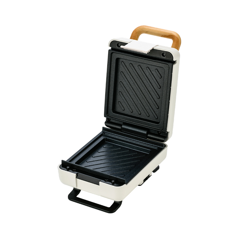 Macchina per sandwich BJX-S015 con manico in venature del legno e piastra fissa