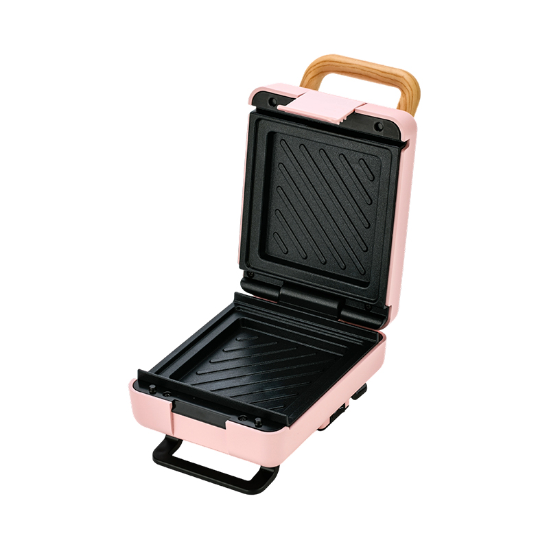 Macchina per sandwich BJX-S015 con manico in venature del legno e piastra fissa